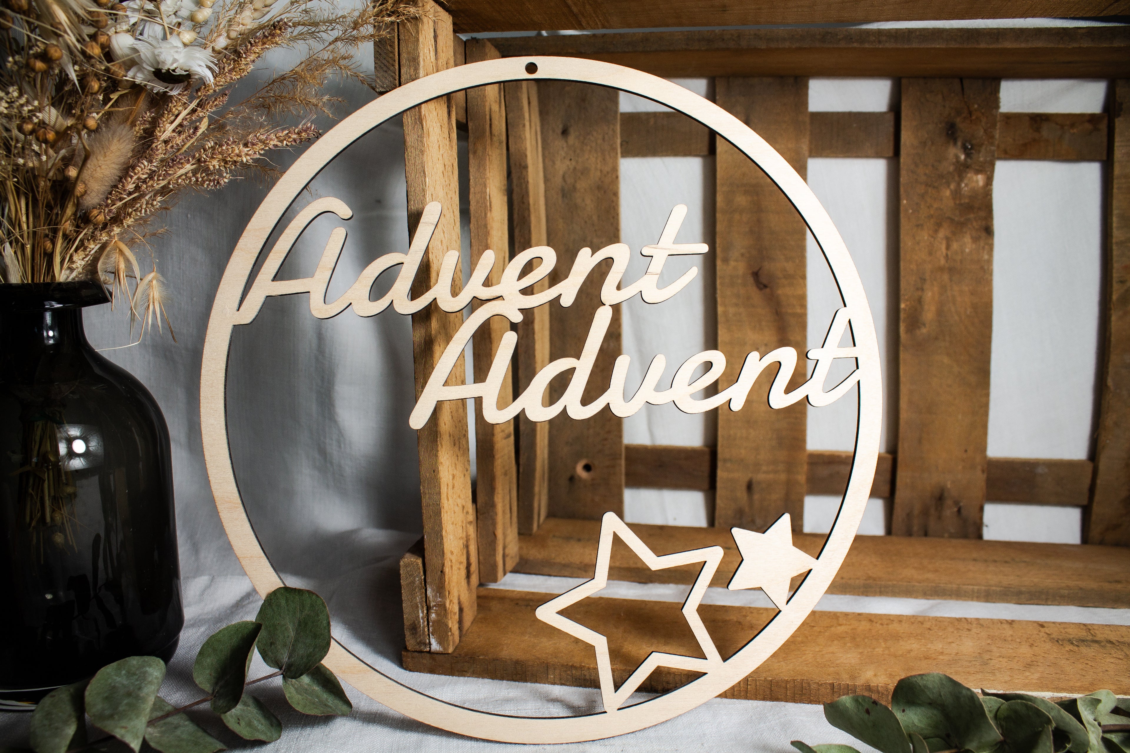 Holzkranz | Holzring "Advent Advent"