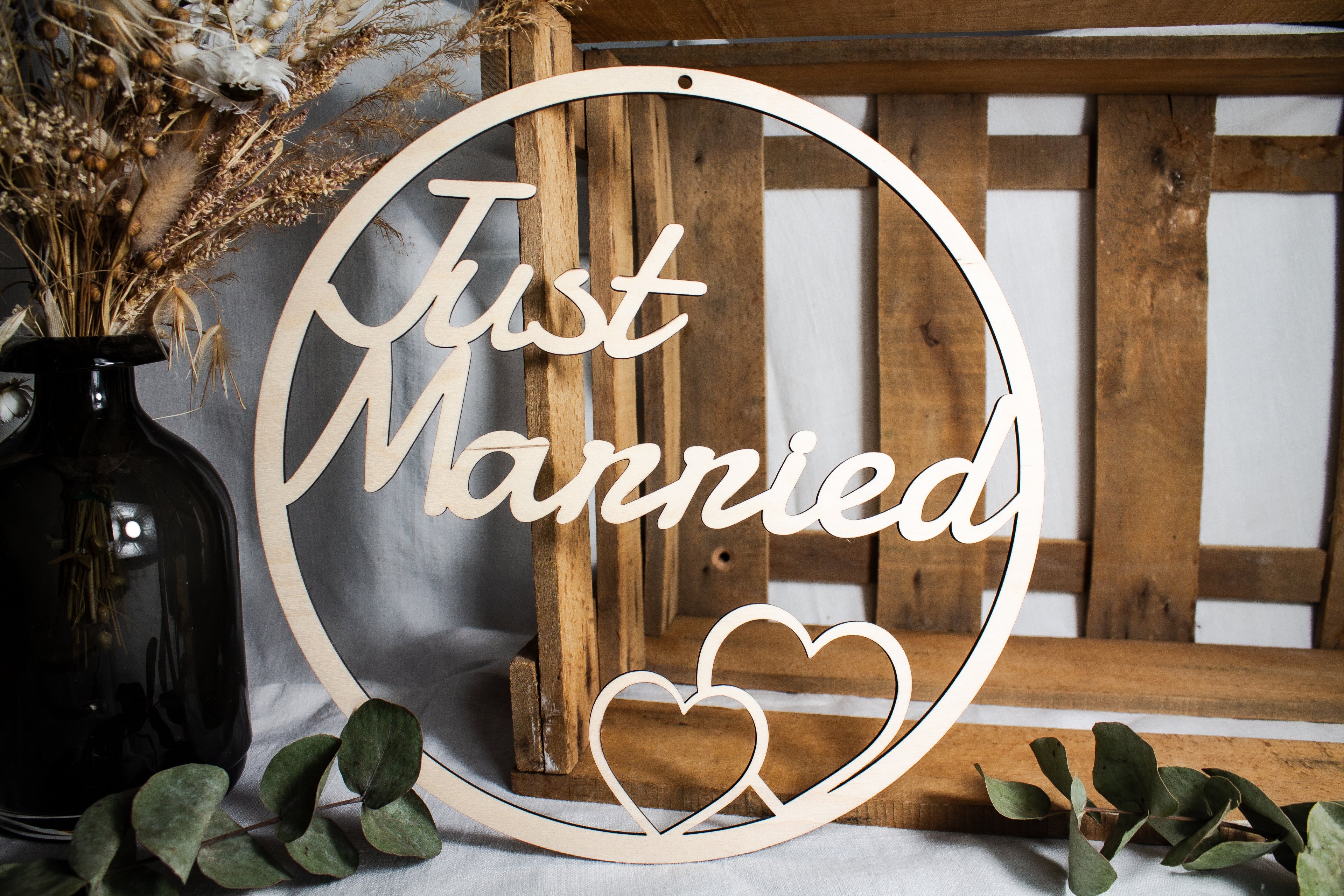 Holzkranz | Holzring &quot;Just Married&quot;